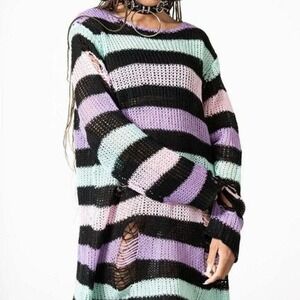Killstar pastel punk knit distressed sweater